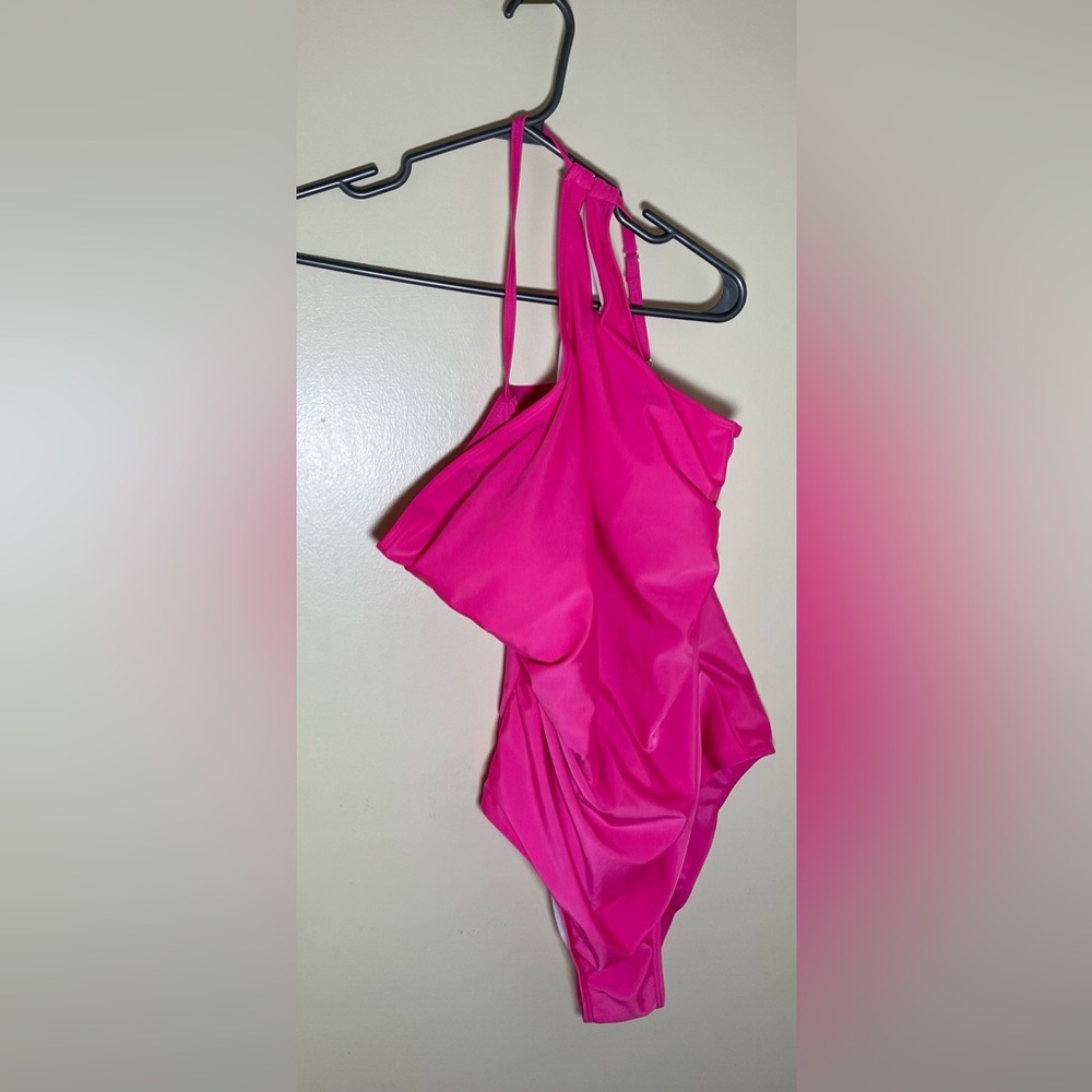 Sz XL women One-Shoulder Pink Swimsuit - Picture 6 of 14